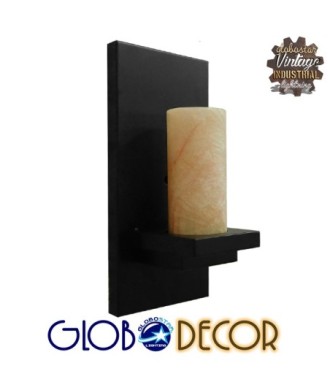 GLOBOSTAR® ODILIA 01245 Vintage Φωτιστικό Τοίχου - Απλίκα με Ντουί 1 x E27 AC 220-240V IP20 - Μαύρο & Μπεζ - Μ10 x Π14 x Υ30cm